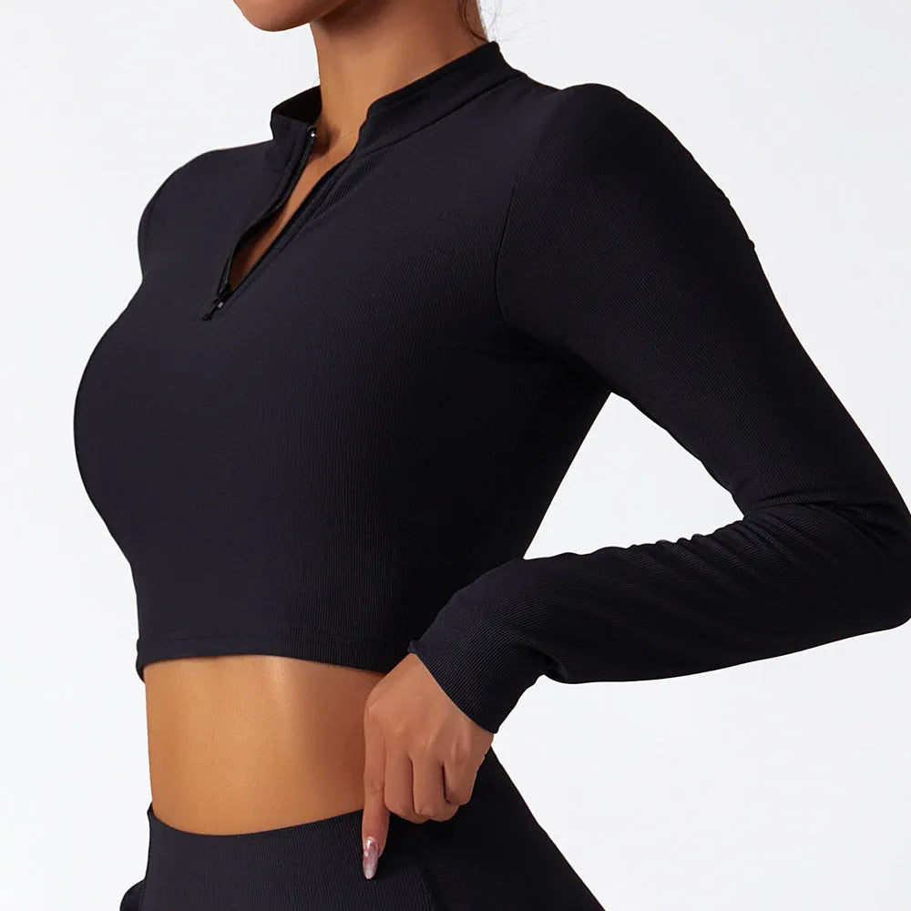 Long Sleeve Yoga Suit Running Training Belt Chest Pad Top - Bellarte Enchanté Long Sleeve Yoga Suit Running Training Belt Chest Pad Top